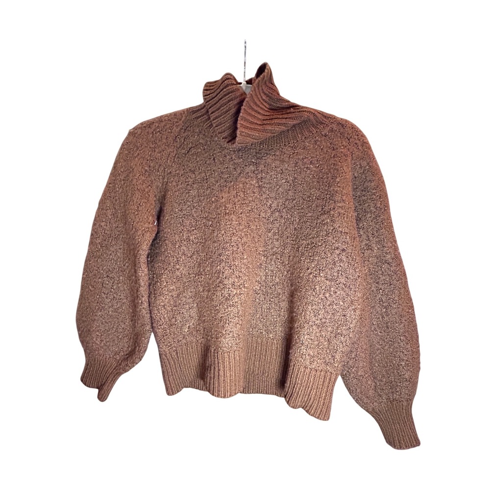 Who What Wear Turtleneck Sweater Womens Large Brown Rust Balloon Sleeve Exc